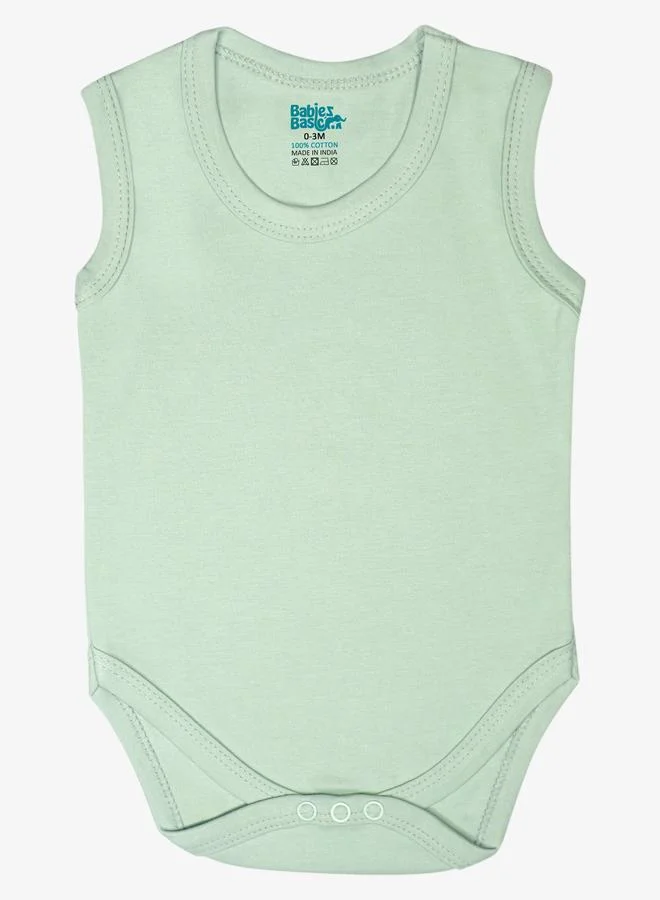 Babies Basic Pack of 3 - 100% Super Combed Cotton Sleeveless Bodysuit